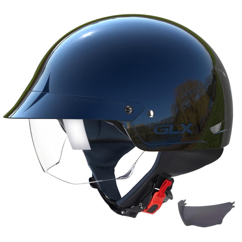 GLX M14 Open Face Motorcycle Helmet - Black, Small - DOT Approved - Image 1